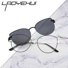 Load image into Gallery viewer, Cat Eye Sunglasses Female Prescription Eyeglass Frame For Women Magnet Round Glasses Clip Optical Women&#39;s Eyepieces Fashionable