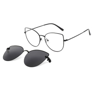 Cat Eye Sunglasses Female Prescription Eyeglass Frame For Women Magnet Round Glasses Clip Optical Women's Eyepieces Fashionable