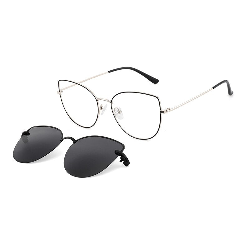 Cat Eye Sunglasses Female Prescription Eyeglass Frame For Women Magnet Round Glasses Clip Optical Women's Eyepieces Fashionable