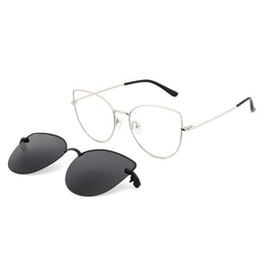 Cat Eye Sunglasses Female Prescription Eyeglass Frame For Women Magnet Round Glasses Clip Optical Women's Eyepieces Fashionable