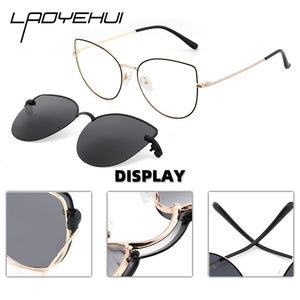 Cat Eye Sunglasses Female Prescription Eyeglass Frame For Women Magnet Round Glasses Clip Optical Women's Eyepieces Fashionable