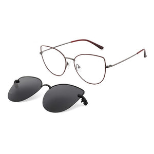 Cat Eye Sunglasses Female Prescription Eyeglass Frame For Women Magnet Round Glasses Clip Optical Women's Eyepieces Fashionable