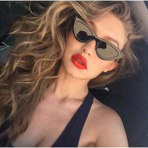 Cat Eye Sunglasses Women 2023 Sun Glasses Mirror Gradient Lens Retro Eyewear UV400  Brand black White Triangle 366