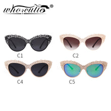 Load image into Gallery viewer, Cat Eye Sunglasses Women Baroque Flower Hollow Metal Frame 2023 Brand Designer Vintage Retro Cateye Sun Glasses Lady Shades S086