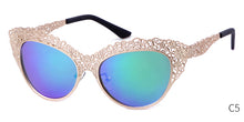 Load image into Gallery viewer, Cat Eye Sunglasses Women Baroque Flower Hollow Metal Frame 2023 Brand Designer Vintage Retro Cateye Sun Glasses Lady Shades S086