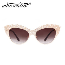 Load image into Gallery viewer, Cat Eye Sunglasses Women Baroque Flower Hollow Metal Frame 2023 Brand Designer Vintage Retro Cateye Sun Glasses Lady Shades S086