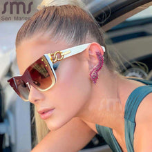 Load image into Gallery viewer, Cat Eye Sunglasses Women Brand Designer Oversized Sun Glasses Men Rivet Punk Goggle Shades One Piece Glasses UV400 Oculos