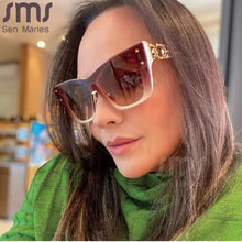 Load image into Gallery viewer, Cat Eye Sunglasses Women Brand Designer Oversized Sun Glasses Men Rivet Punk Goggle Shades One Piece Glasses UV400 Oculos