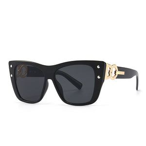 Cat Eye Sunglasses Women Brand Designer Oversized Sun Glasses Men Rivet Punk Goggle Shades One Piece Glasses UV400 Oculos
