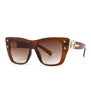 Cat Eye Sunglasses Women Brand Designer Oversized Sun Glasses Men Rivet Punk Goggle Shades One Piece Glasses UV400 Oculos