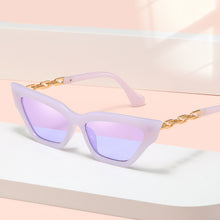 Load image into Gallery viewer, Cat Eye Sunglasses Women  Square Sun Glasses Female Metal Chain Temples Small Frame Purple Oculos De Sol