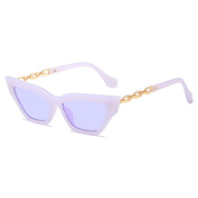 Load image into Gallery viewer, Cat Eye Sunglasses Women  Square Sun Glasses Female Metal Chain Temples Small Frame Purple Oculos De Sol
