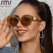 Load image into Gallery viewer, Cat Eye Sunglasses Women Oversized Sun Glasses Pearl UV400 Goggle Shades Big Frames Ladies Eyewear Gafas De Sol