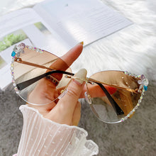 Carica l'immagine nel visualizzatore di Gallery, Cat Eye Sunglasses for Women  Rhinestone Vintage Sun Glasses Bling Diamond Eyeglasses Pink Shades Gafas De Sol