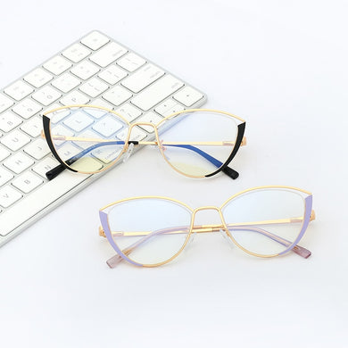 Cat Eye Women Optical Eyeglasses Frame Prescription Eyewear Full Rim Alloy Blue Light Blocking Spectacles UV400