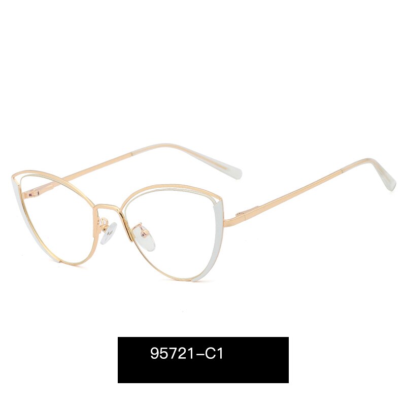 Cat Eye Women Optical Eyeglasses Frame Prescription Eyewear Full Rim Alloy Blue Light Blocking Spectacles UV400