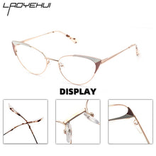 Load image into Gallery viewer, Cat Eye Women&#39;s Eyeglasses With Frames Luxury Female Fake Glasses Without Diopters Optical Prescription Eyewear Fashion Brand