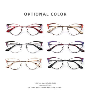 Cat Eye Women's Eyeglasses With Frames Luxury Female Fake Glasses Without Diopters Optical Prescription Eyewear Fashion Brand