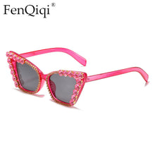 Load image into Gallery viewer, Cat Eyes Crystal Small Size Sunglasses Mens Bling Diamond Oculos De Sol Feminino UV400 Women Shades Oculos De Sol Feminino