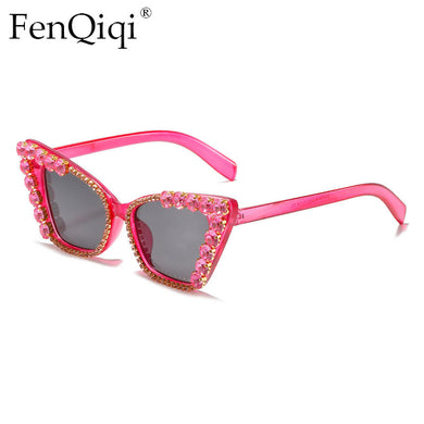 Cat Eyes Crystal Small Size Sunglasses Mens Bling Diamond Oculos De Sol Feminino UV400 Women Shades Oculos De Sol Feminino