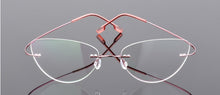 Load image into Gallery viewer, Cat eye women Titanium Alloy Rimless myopia glasses Nearsighted Glasses prescription glasses pink -0.50 -0.75 -1.25 to -6.00
