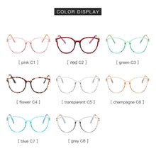 Load image into Gallery viewer, Cateye Blue Light Blocking Glasses Women Anti Eye Strain Computer Eyeglasses Frames Anti UV Clear Lens