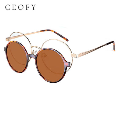 Ceofy Round Stylish Clip on Polarized Sunglasses Women Men Retro Brand Designer Glasses Frame Magnetic Multifunction CD6818
