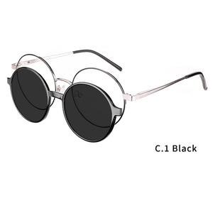 Ceofy Round Stylish Clip on Polarized Sunglasses Women Men Retro Brand Designer Glasses Frame Magnetic Multifunction CD6818