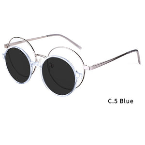 Ceofy Round Stylish Clip on Polarized Sunglasses Women Men Retro Brand Designer Glasses Frame Magnetic Multifunction CD6818