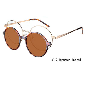Ceofy Round Stylish Clip on Polarized Sunglasses Women Men Retro Brand Designer Glasses Frame Magnetic Multifunction CD6818