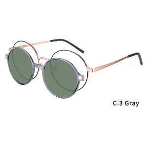 Ceofy Round Stylish Clip on Polarized Sunglasses Women Men Retro Brand Designer Glasses Frame Magnetic Multifunction CD6818