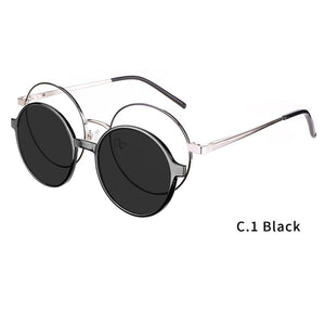 Ceofy Round Stylish Clip on Polarized Sunglasses Women Men Retro Brand Designer Glasses Frame Magnetic Multifunction CD6818