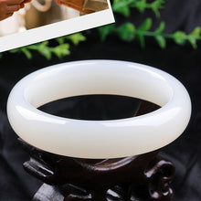 Carica l'immagine nel visualizzatore di Gallery, Certificate Fine Jewelry white cuff cyan calcite jade BEAUTIFUL sweet women charm bangle bracelet luck gift box