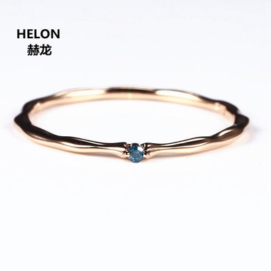 Certified Natural Blue Diamond Ring Solid 14k Rose Gold Women Engagement Ring Party Fine Joint Wedding Band Elegant Thin