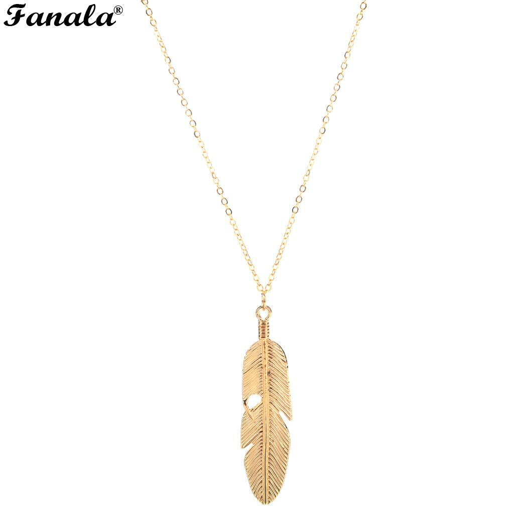 Chain Chain Feather Pendant Statement Women Jewelry Jewelry Necklace Sweater Long