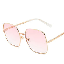 Load image into Gallery viewer, Chain-Detailed Square Frame Sunglasses for Women UV400 Pendant  Pink Gradient Sun Glasses