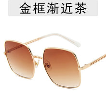 Load image into Gallery viewer, Chain-Detailed Square Frame Sunglasses for Women UV400 Pendant  Pink Gradient Sun Glasses