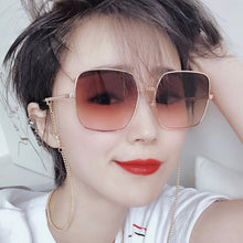 Load image into Gallery viewer, Chain-Detailed Square Frame Sunglasses for Women UV400 Pendant  Pink Gradient Sun Glasses