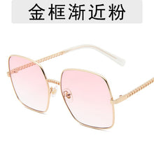 Load image into Gallery viewer, Chain-Detailed Square Frame Sunglasses for Women UV400 Pendant  Pink Gradient Sun Glasses