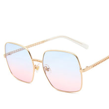 Load image into Gallery viewer, Chain-Detailed Square Frame Sunglasses for Women UV400 Pendant  Pink Gradient Sun Glasses
