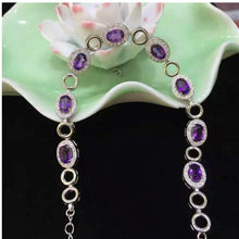 Load image into Gallery viewer, Chain bracelet Natural real amethyst 925 sterling silver Fine jewelry Purple gems 4*6mm 8pcs