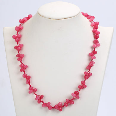 Collana intrecciata di calcedonio Pietra naturale Perline di cristallo rosa Collana da donna Girocollo Collana personalizzata con perle con lettera di diamanti a strati 