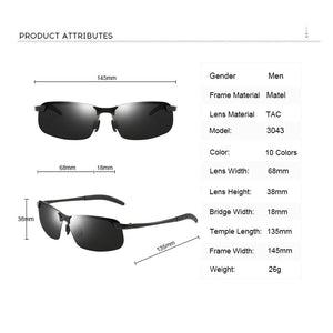 Chameleon Pochromic Sunglasses Men Women Polarized Driving Fishing PC Frame Sunglasses Day Night Vision UV400