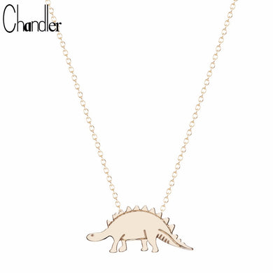 2017 Vintage Gold-color Silver Plated Dino Dinosaur Stegosaurus Necklaces Body Clavicle Chain Fashion Collar For Women