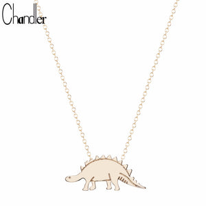 2017 Vintage Gold-color Silver Plated Dino Dinosaur Stegosaurus Necklaces Body Clavicle Chain Fashion Collar For Women