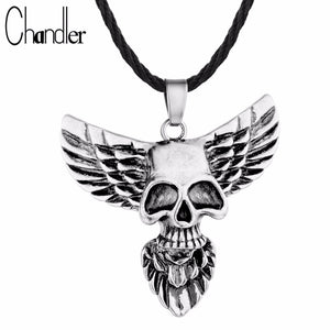 Brand Skull Head Eagle Wing Pendant Necklace Gothic Jewelry Men's Fashion Punk Accessaries Hiphop Maxi Classic Luxury