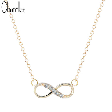 Silver Love Plated Number 8 Endless CZ Necklace & Pendant For Women Forever Eternal Friends Infinity Fashion Jewelry