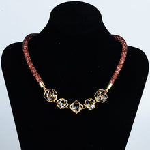 Load image into Gallery viewer, High Quality 3Styles Gold Color Mesh Statement Necklace Crystal Pendant Choker Necklace For Women Jewelry
