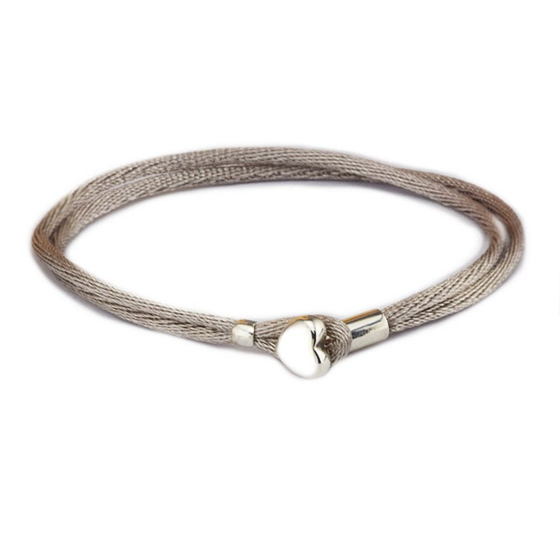 Charm Bracelets 100% 925 Sterling-Silver-Jewelry Grey Green Fabric Cord Bracelets for Women DIY Beads Jewelry Fine Jewelry