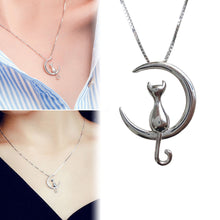 Load image into Gallery viewer, Charm Stainless Steel Necklaces Moon And Cute Cat Chain Pendant Choker Necklace Fashion Jewelry For Women Accessories